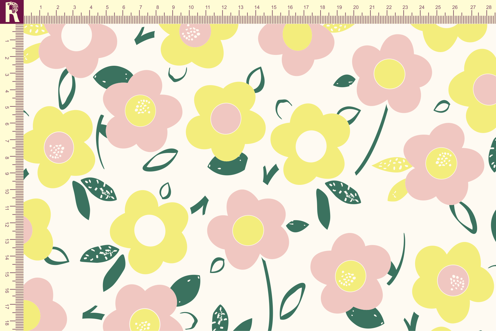 картинка Т647 Цветочный узор 9050а_6024_2020_3026 (пудровые и желтые цветы на молочном фоне) от компании Руткани