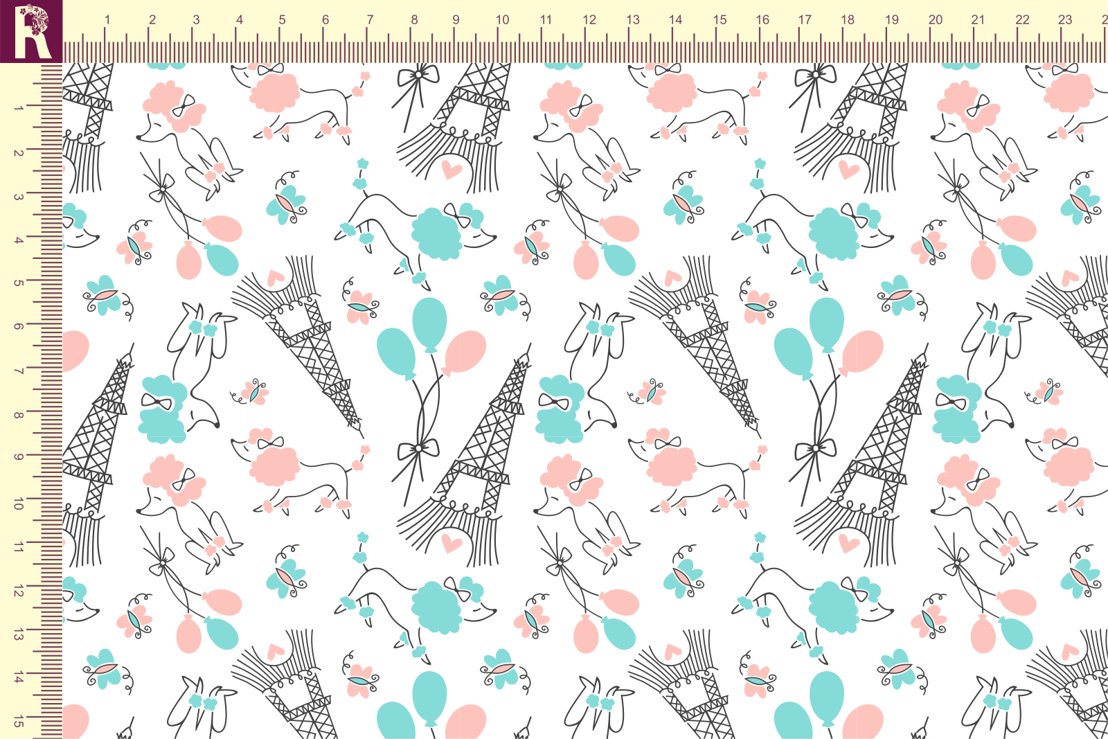 Т618 Пудели в Париже 9000_8001_6022_3005 Футер с начесом, 30/20, пачка, кардная