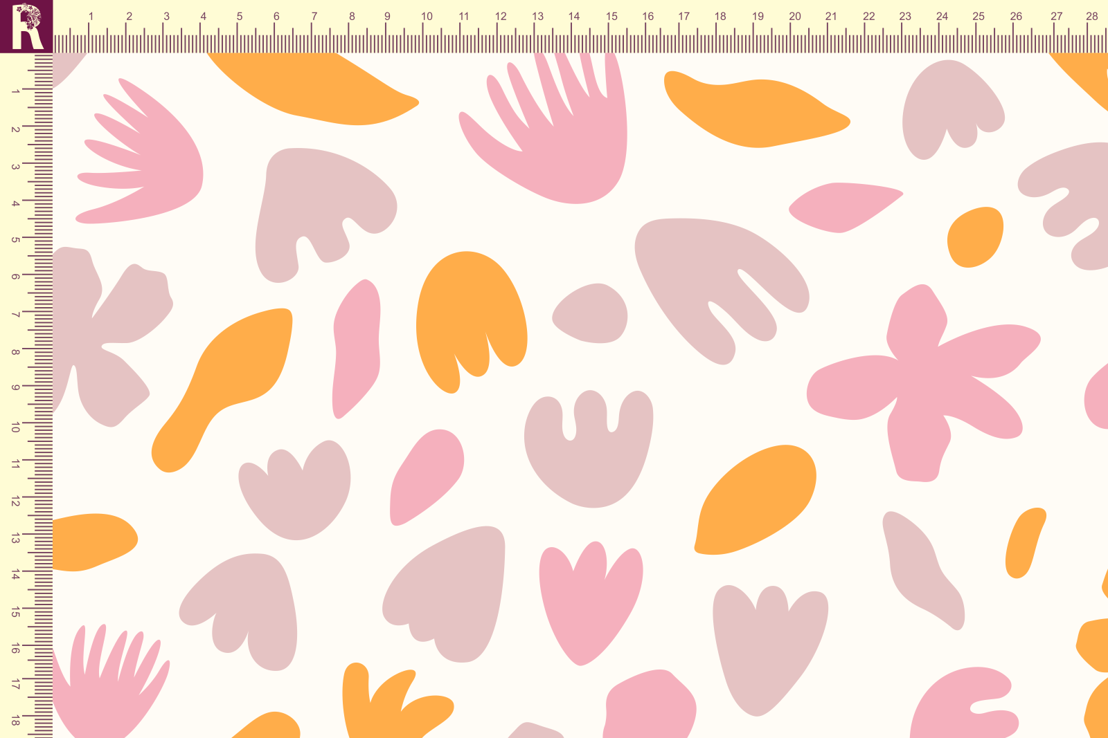 картинка Т649 Абстрактные цветы 9050а_2045_3004_4043 (розовые,оранжевые, бежевые цветы на молочном фоне) от компании Руткани