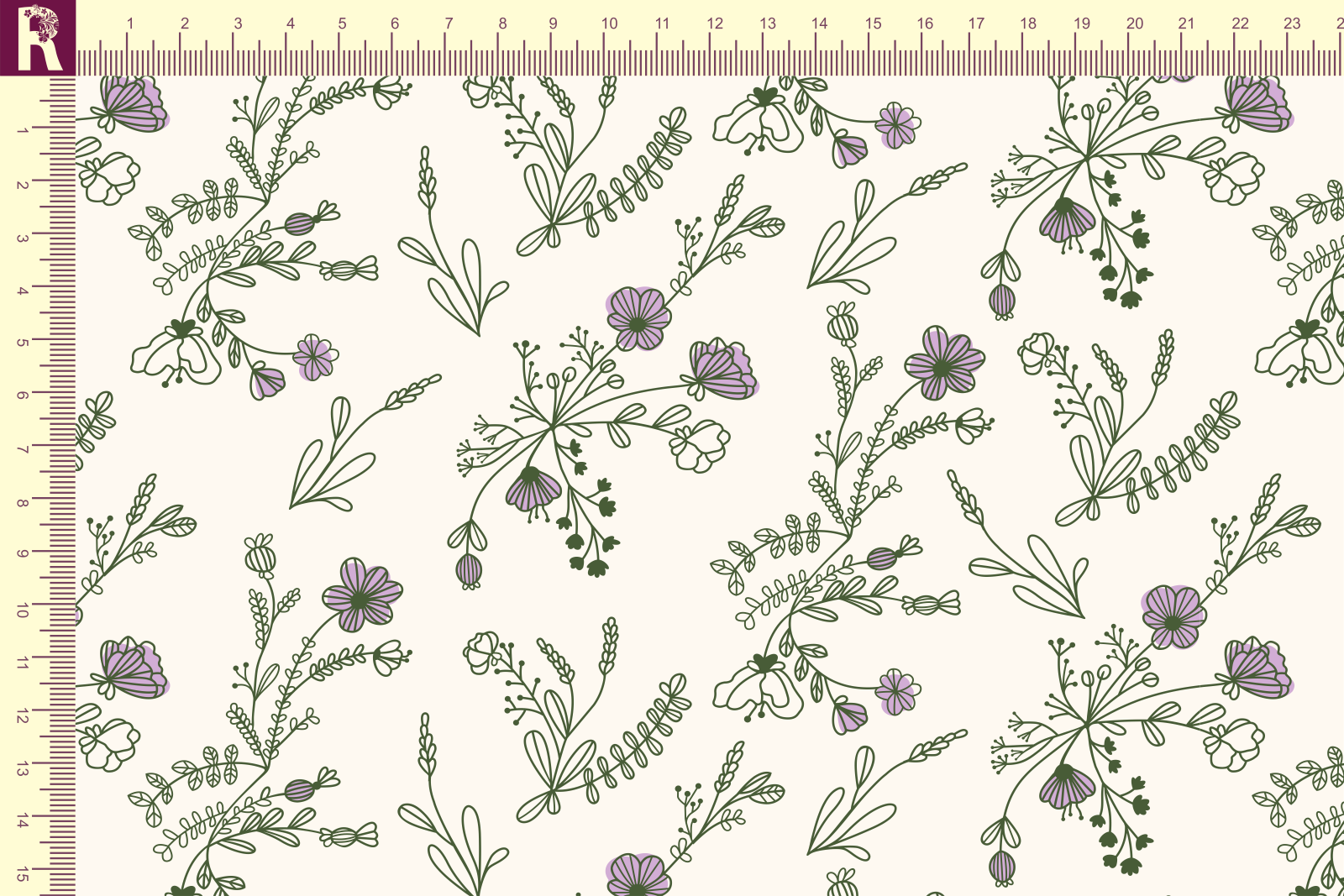 картинка Т602 Полевые цветы 9050а_6017_2028(сиреневые цветы на молочном фоне) от компании Руткани