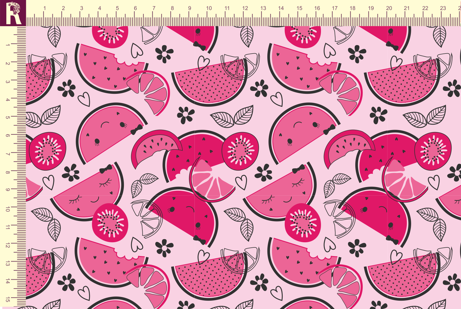 Т597 Арбузы 9509а_8001_2004 Интерлок, 40/1, пачка, пенье