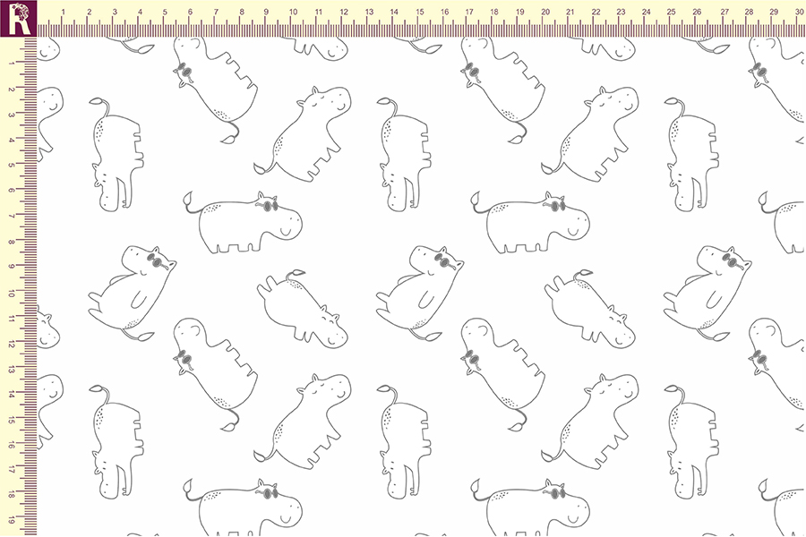 картинка Т504_1 бегемотики контурные серый от компании Руткани