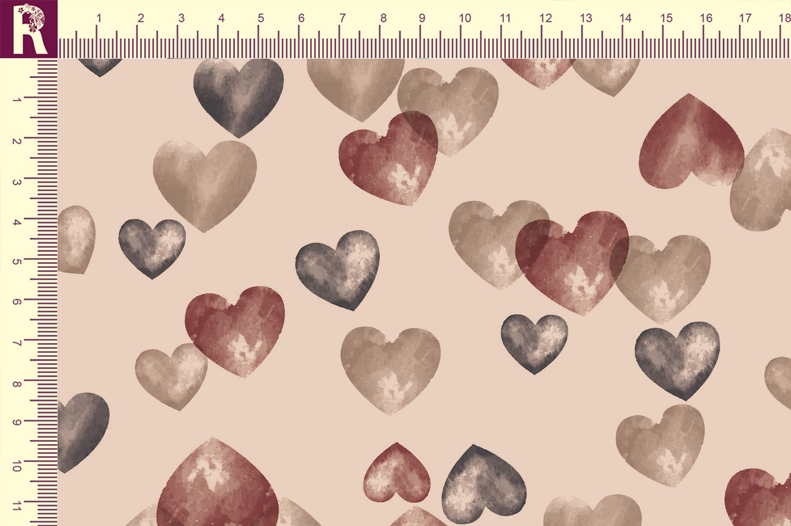 картинка Т683 Воздушные сердечки 14-1310 16-1318 19-3918 19-1652 от компании Руткани