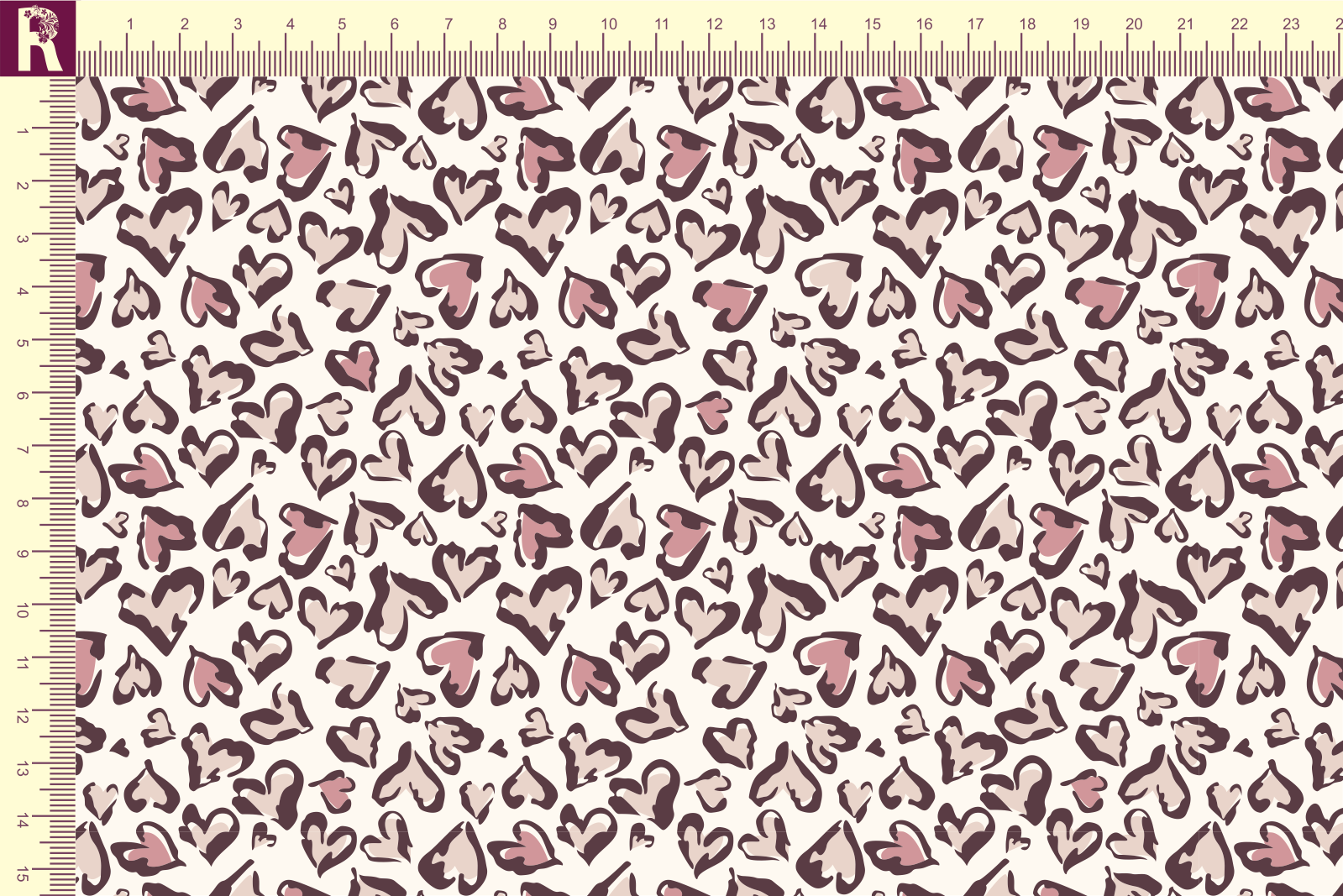 картинка Т608 Леопардовые сердечки 9050а_4018_4023_4019 (коричневые и бежевые сердечки на молочном фоне) от компании Руткани