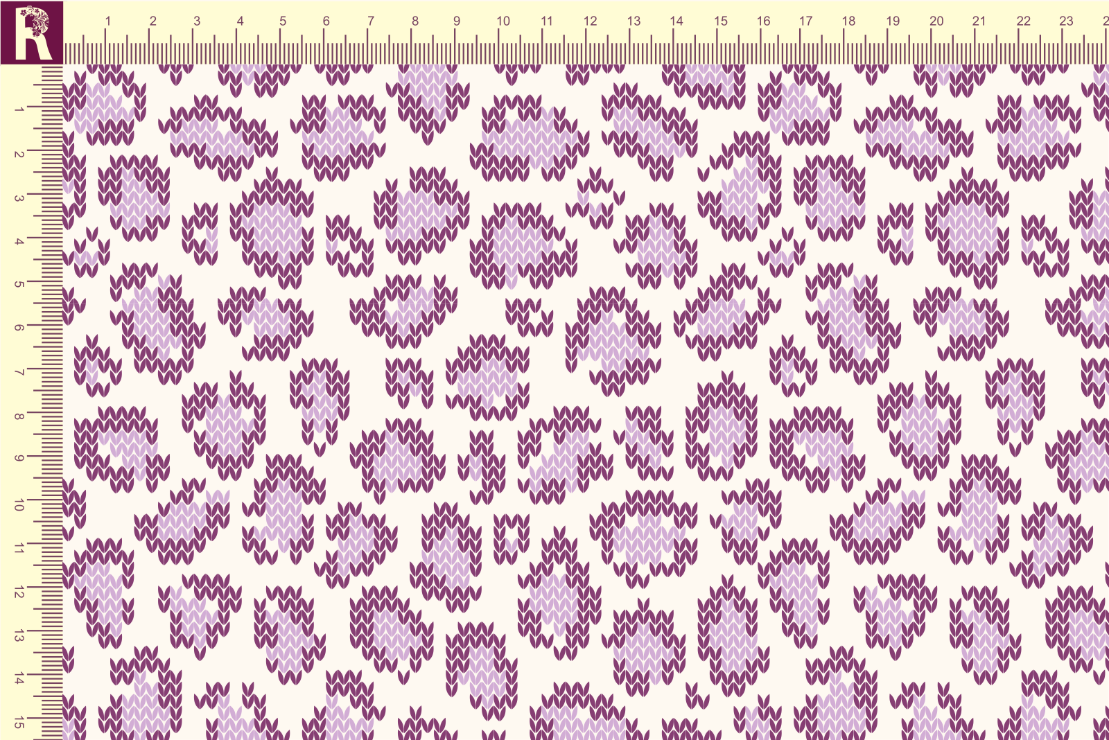 картинка Т610 Вязаный леопард 9050а_2022_2028( фиолетовый рисунок на молочном фоне) от компании Руткани