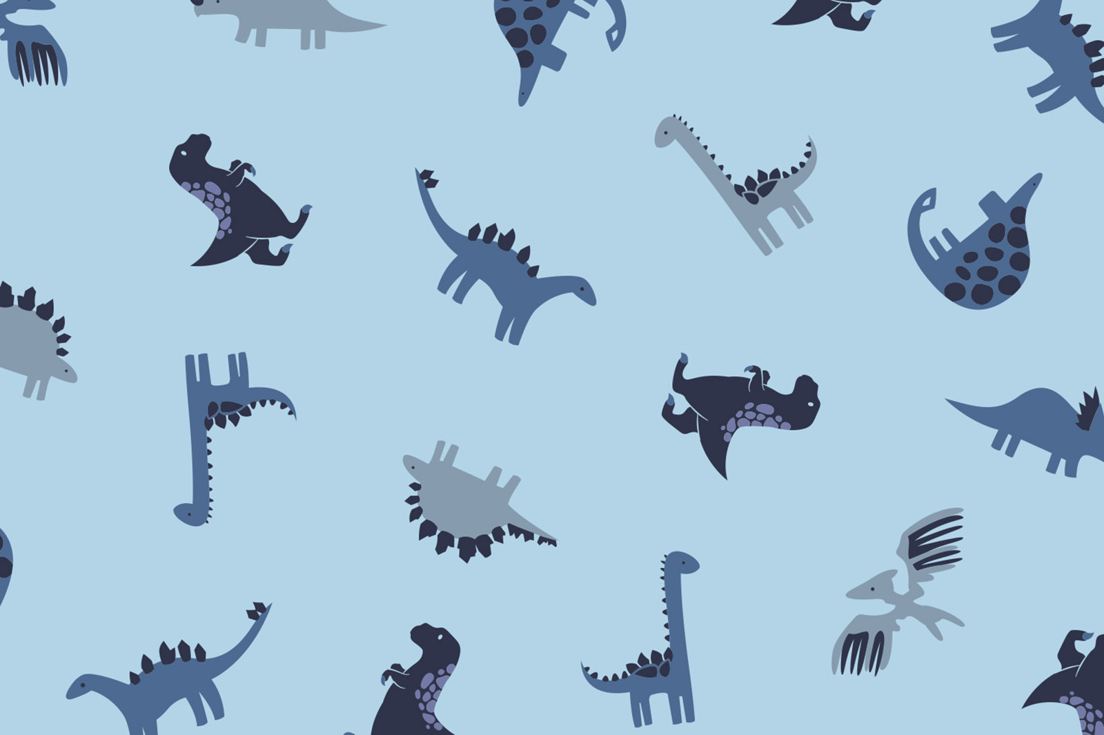 картинка Т644 Динозаврики 9061а_5018_8011_5004 (синие, серые  динозаврики на голубом фоне) от компании Руткани