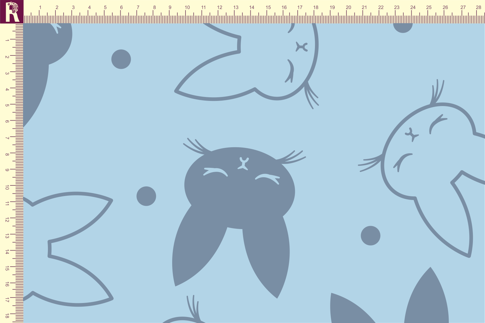 картинка Т633 Милые зайки 9061а_5025 (серо-голубые зайки на голубом фоне) от компании Руткани