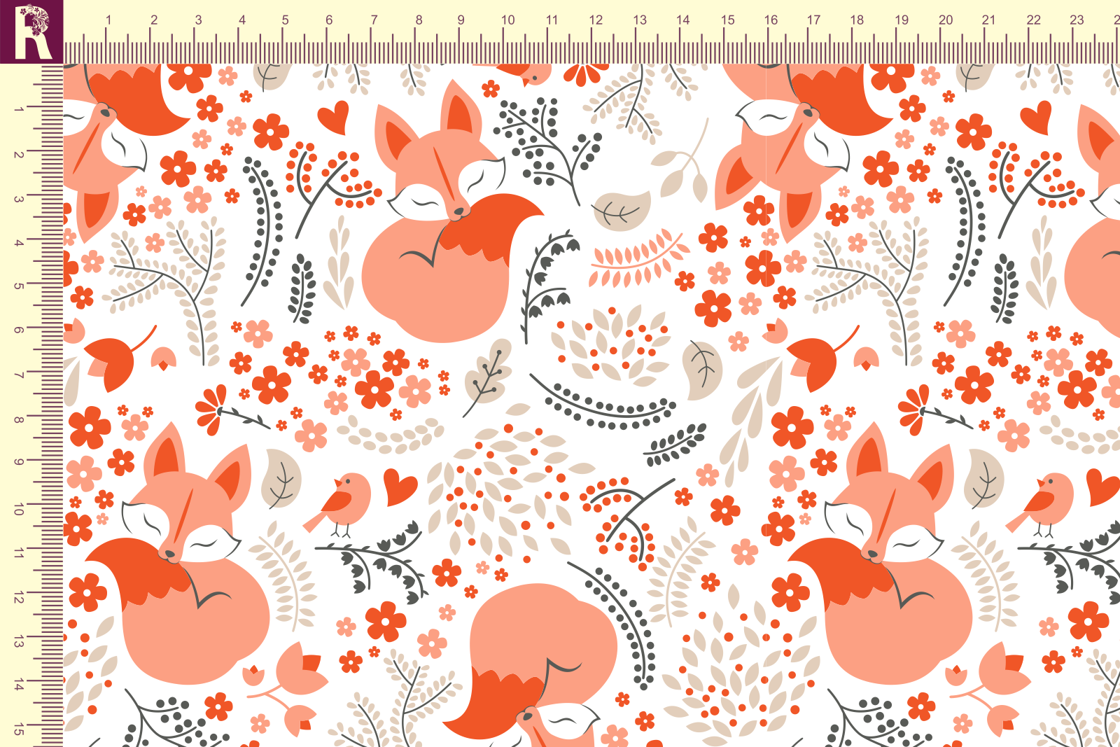 картинка Т611 Лисята 9000_8003_3010_4002 ( рыжие лисята на белом фоне) от компании Руткани