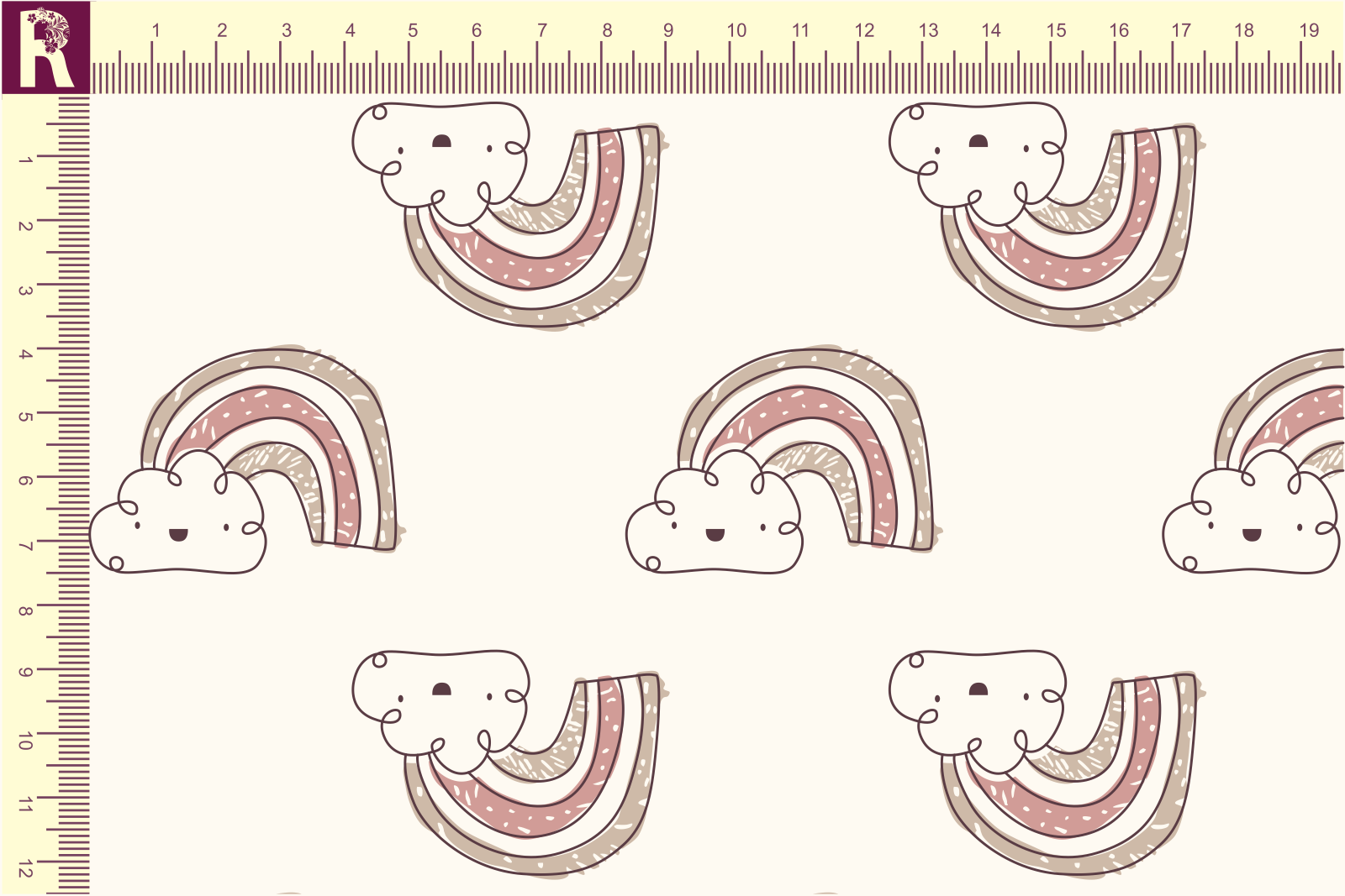 картинка Т658 Радуга 9050а_4018_4023_4002(бежевая радуга на молочном фоне) от компании Руткани