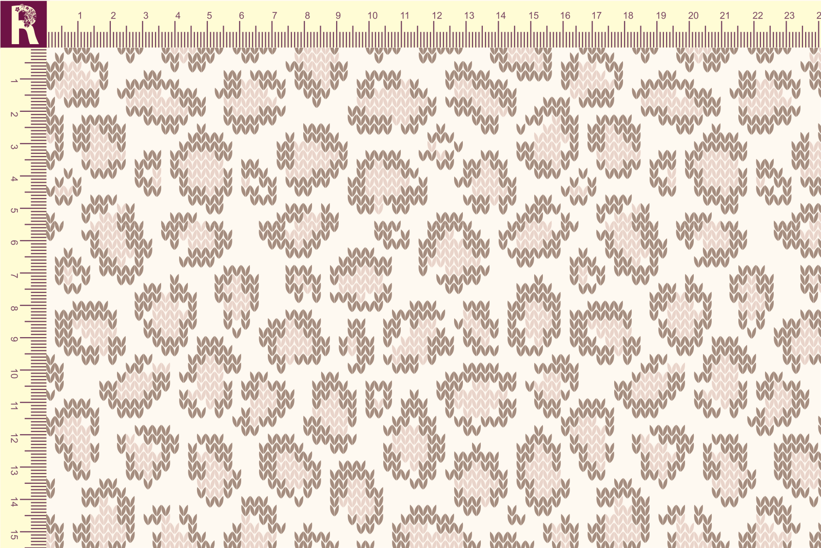 картинка Т610 Вязаный леопард 9050а_4029_4019( бежевый рисунок на молочном фоне) от компании Руткани