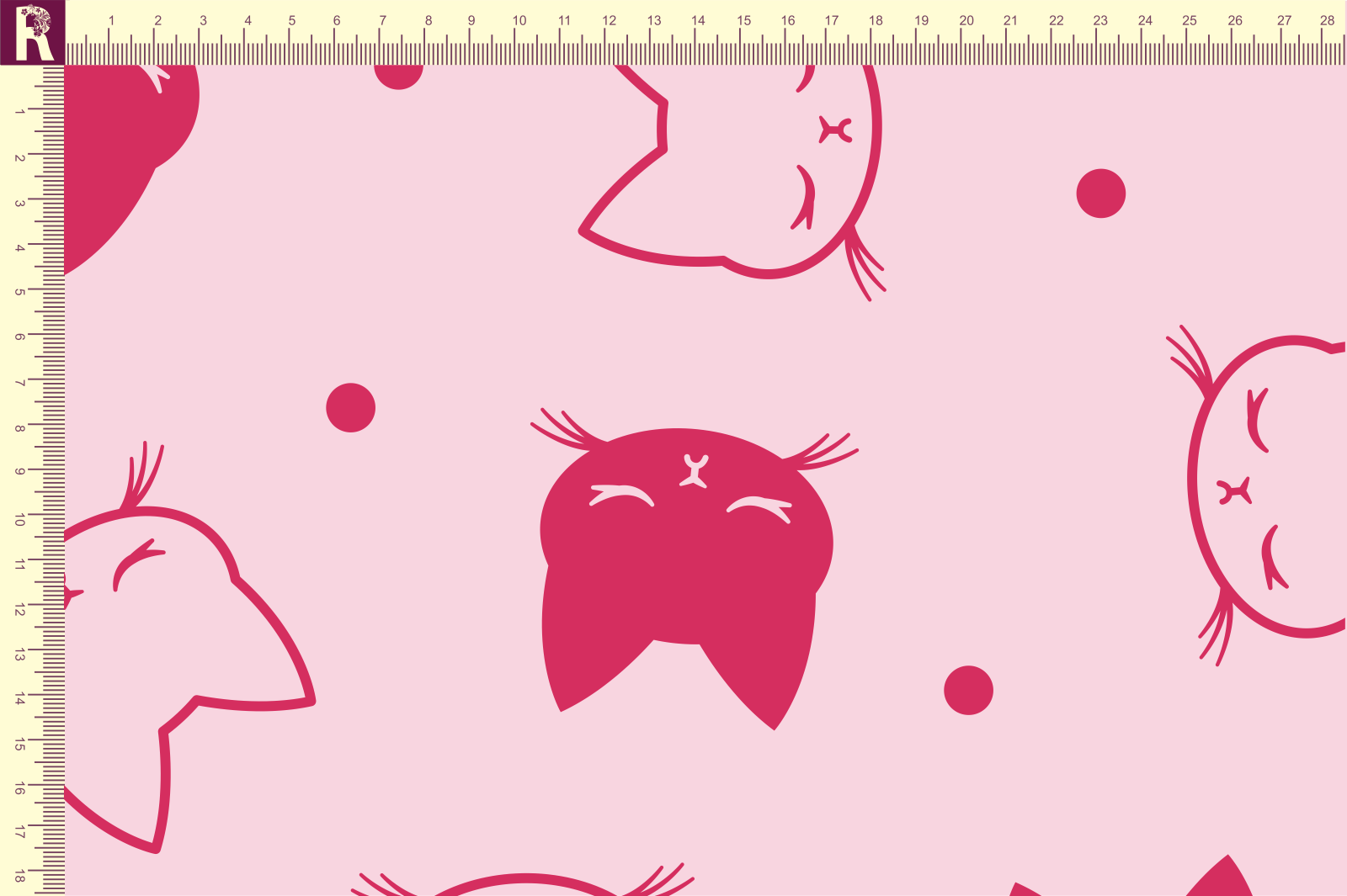 картинка Т635 Милые котики 9509а_18-1750tpx( малиновые котики на розовом фоне) от компании Руткани