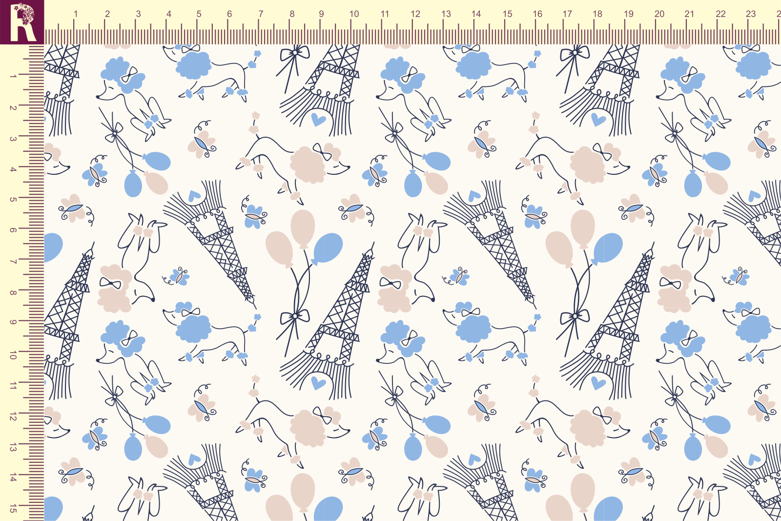 Т618 Пудели в Париже 9050а_7007_4019_7018 Футер с начесом, 30/20, пачка, кардная