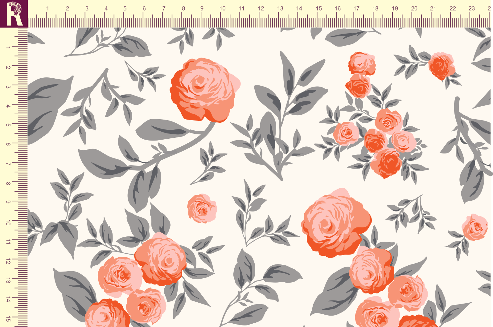 Т609 Винтажные розы 9050а_8003_3010_3005 Футер с начесом, 30/20, пачка, кардная