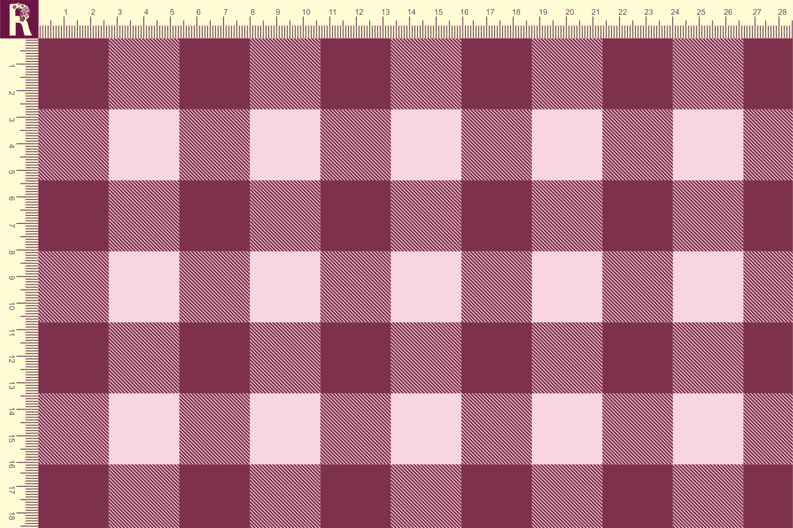 картинка Т142 Клеточка 9509а_9002 (бордовая клетка на розовом фоне) от компании Руткани