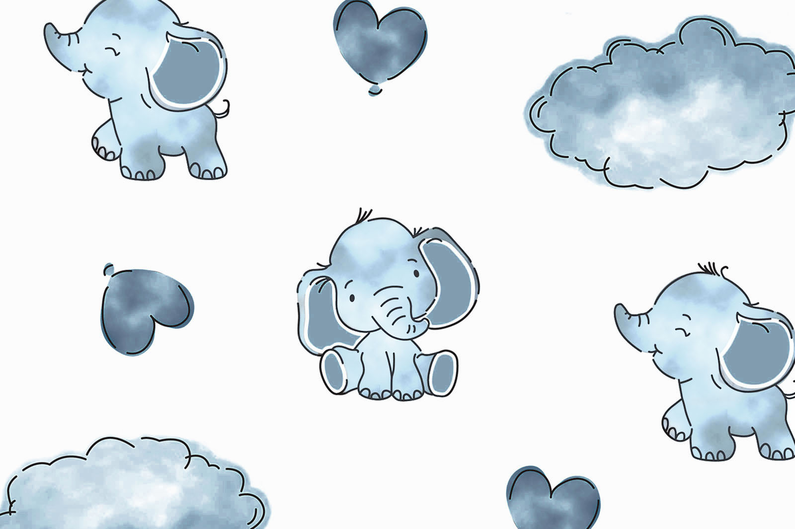 картинка Т682 Мечты слоника, colour 9000/5029/7040*(ru), Интерлок, 40/1 (ru), пачка 95 см, компакт, 175 gr, 100% хлопок, принт_пигмент, Руткани RUTKANI от компании Руткани