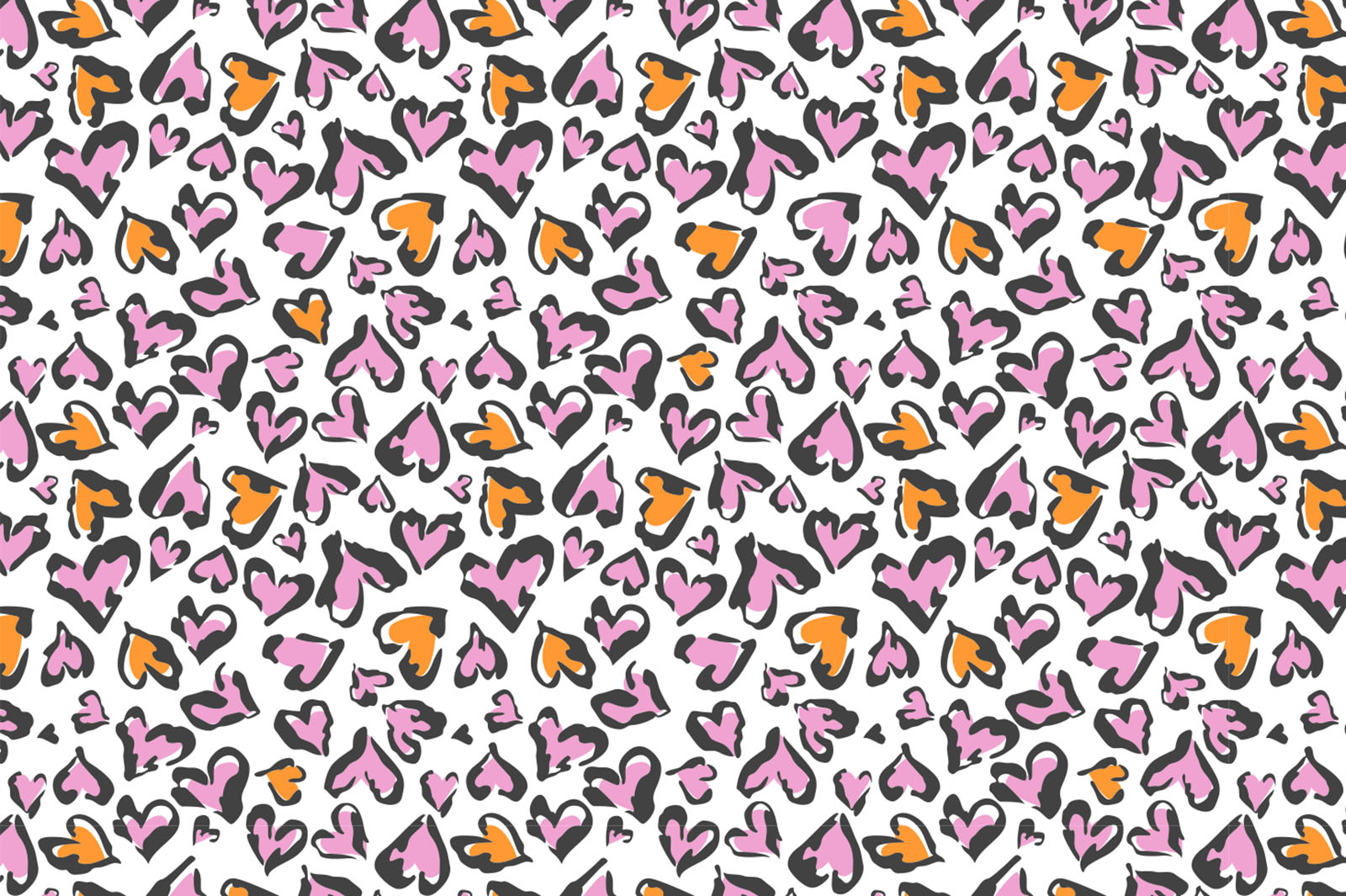 картинка Т608 Леопардовые сердечки 9000_8001_3006_2029 (желтые и розовые сердечки на белом фоне) от компании Руткани