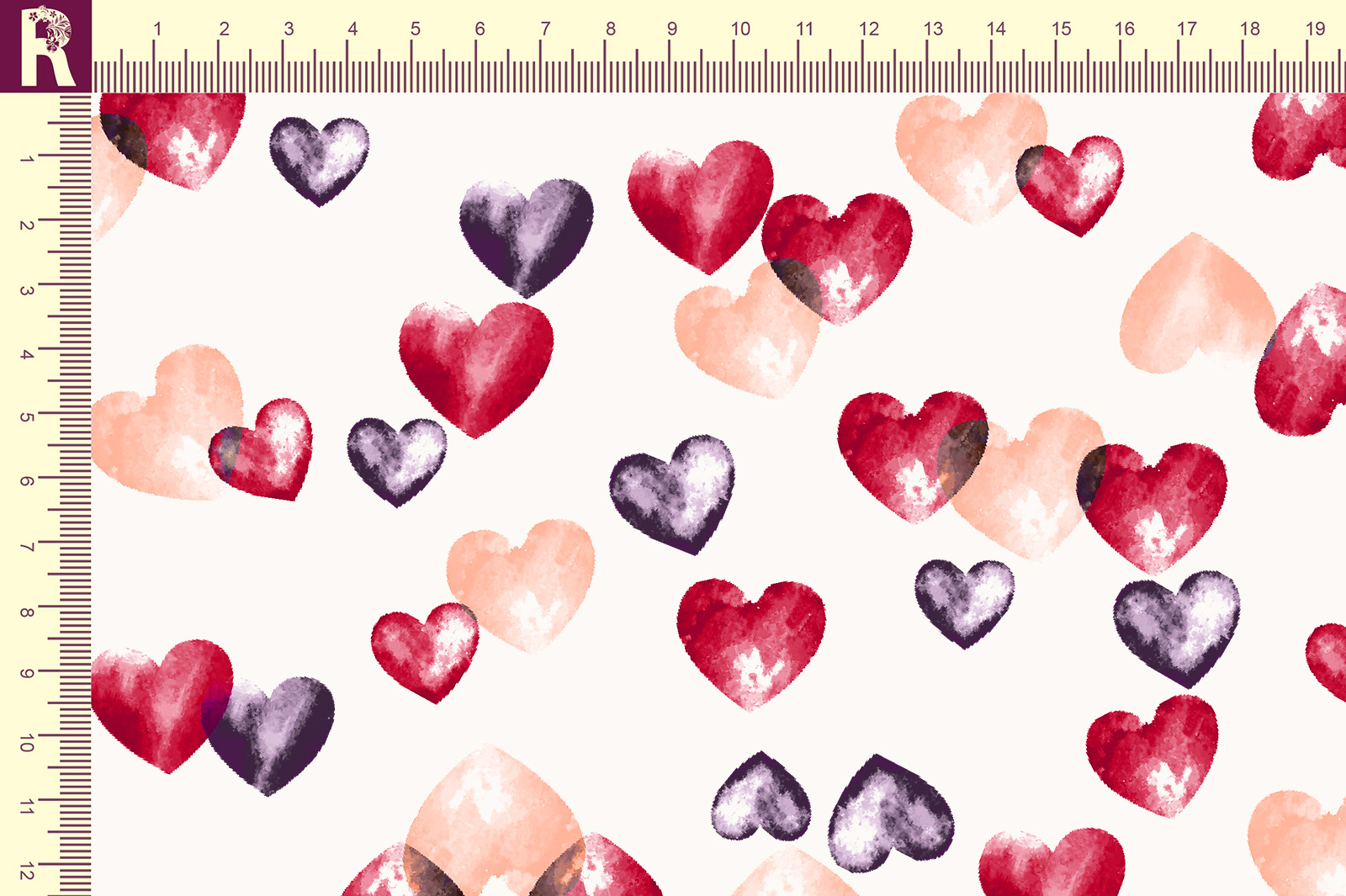 картинка Т683 Воздушные сердечки 9050S 19-3217 15-1516 18-1760 от компании Руткани