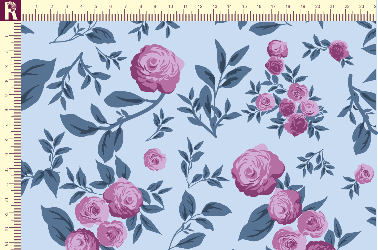 Т609 Винтажные розы 9061а_5006_2022_2028 Футер с начесом, 30/20, пачка, кардная