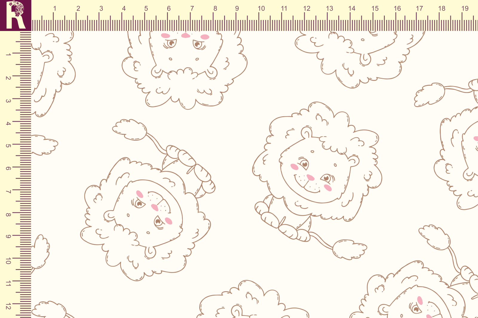 картинка Т663 Львята 9050а_4014_2045 ( контурные коричневые львята на молочном фоне) от компании Руткани