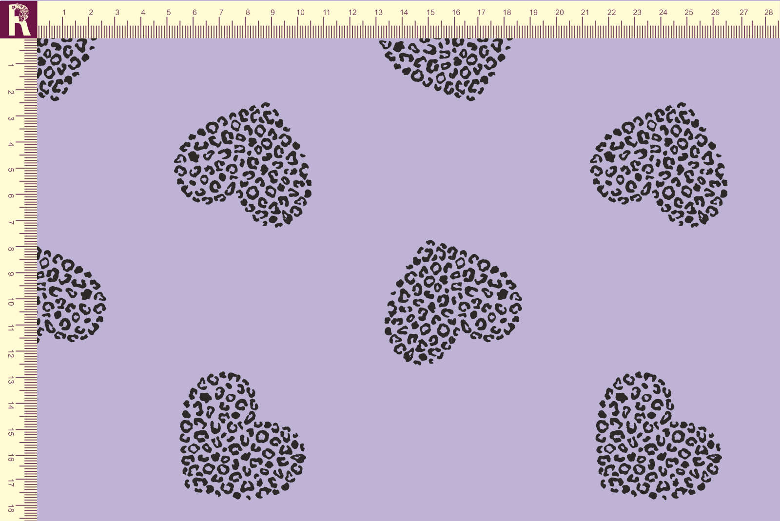 картинка Т642 Сердечки леопард 9945а_8009 (черные сердечки на лавандовом фоне) от компании Руткани