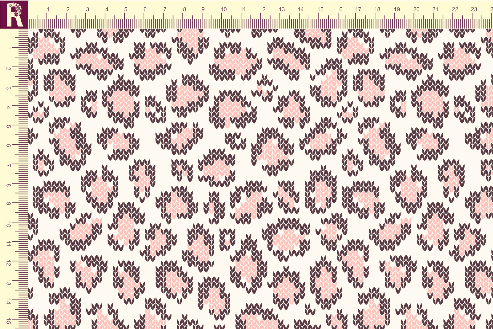 картинка Т610 Вязаный леопард 9050а_4018_3005(коричневый и персиковый рисунок на молочном фоне) от компании Руткани