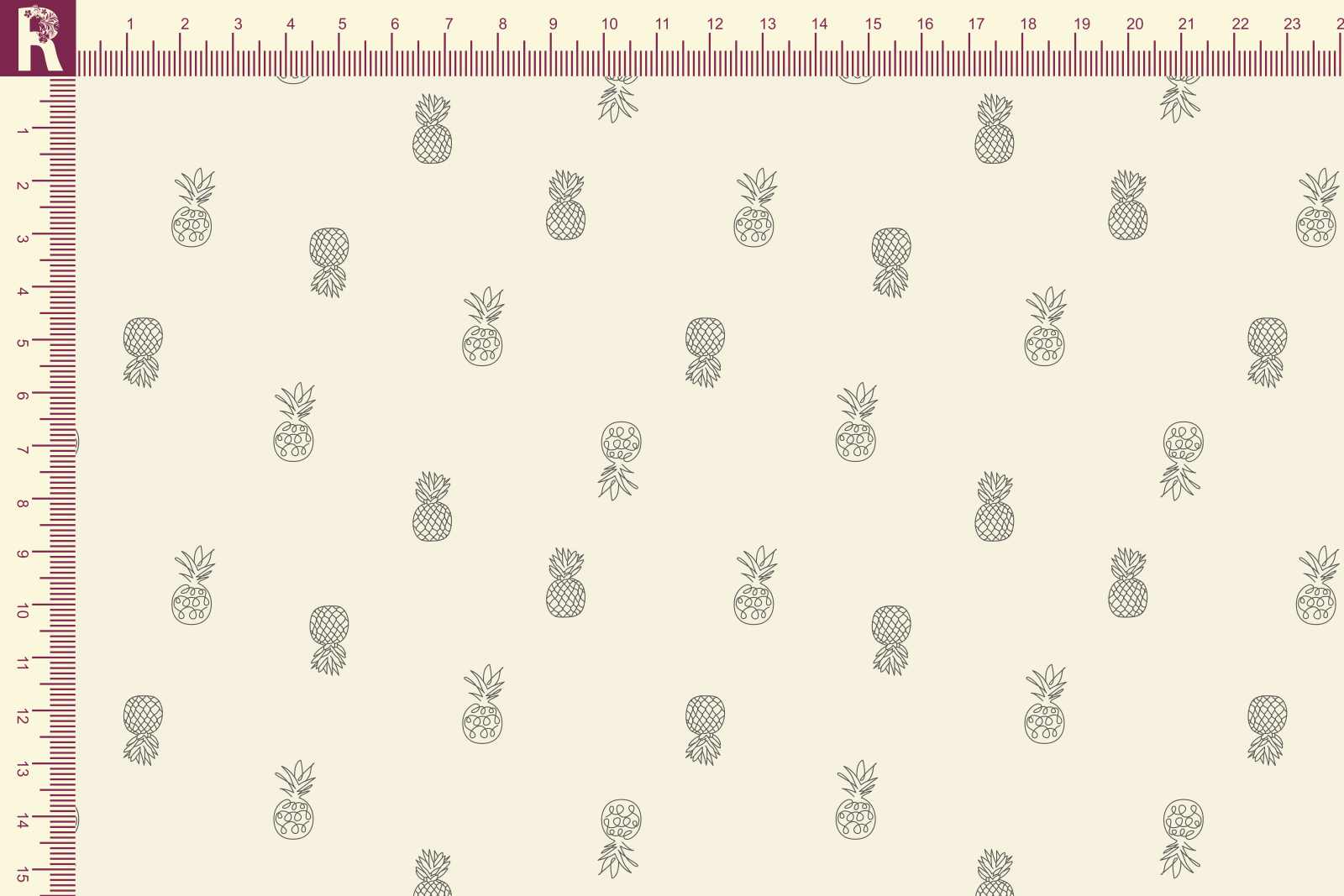 картинка Т571 Ананасы 9050а_8006(серые ананасы на молочном фоне) от компании Руткани