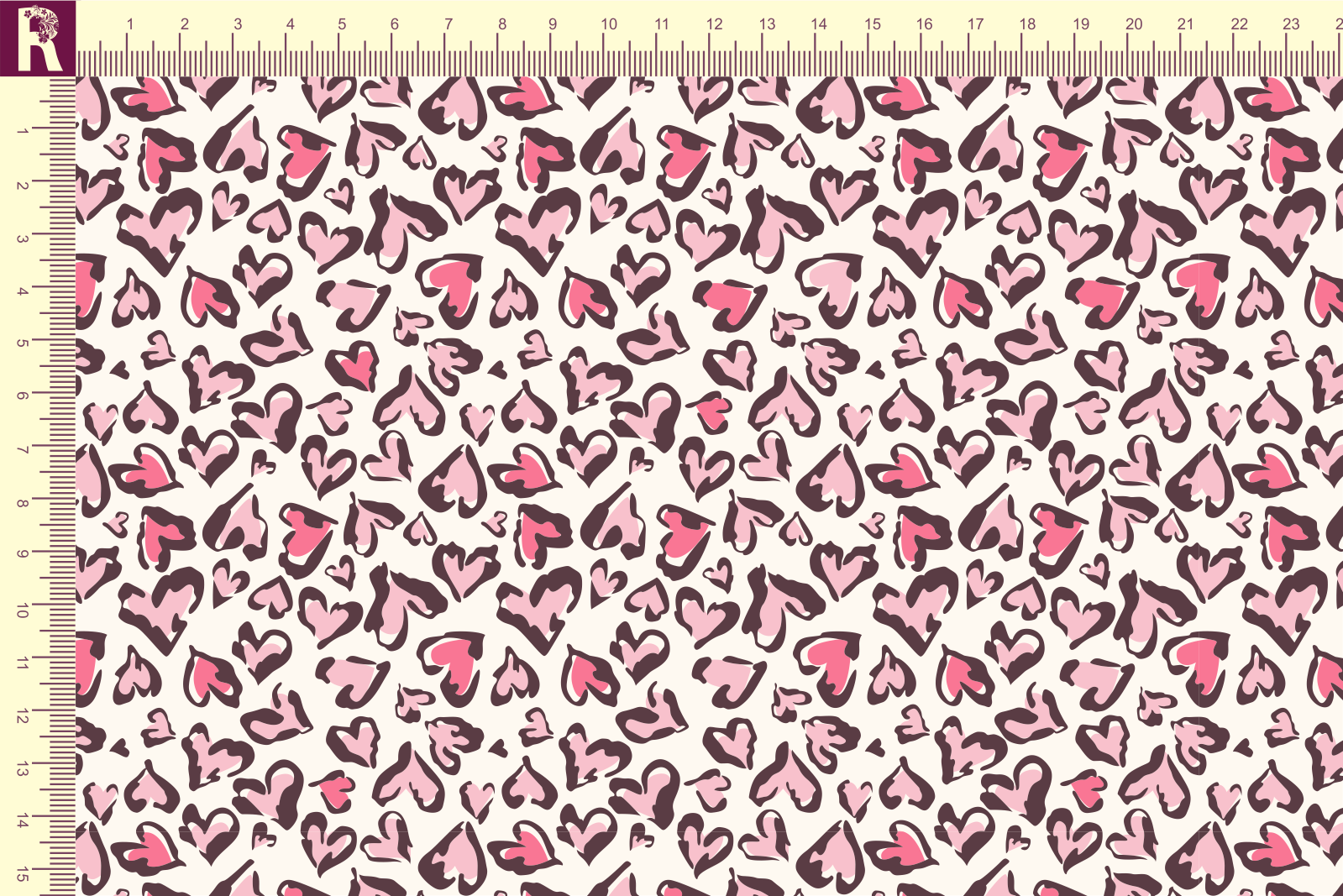 картинка Т608 Леопардовые сердечки 9050а_4018_2008_2015 (розовые сердечки на молочном фоне) от компании Руткани