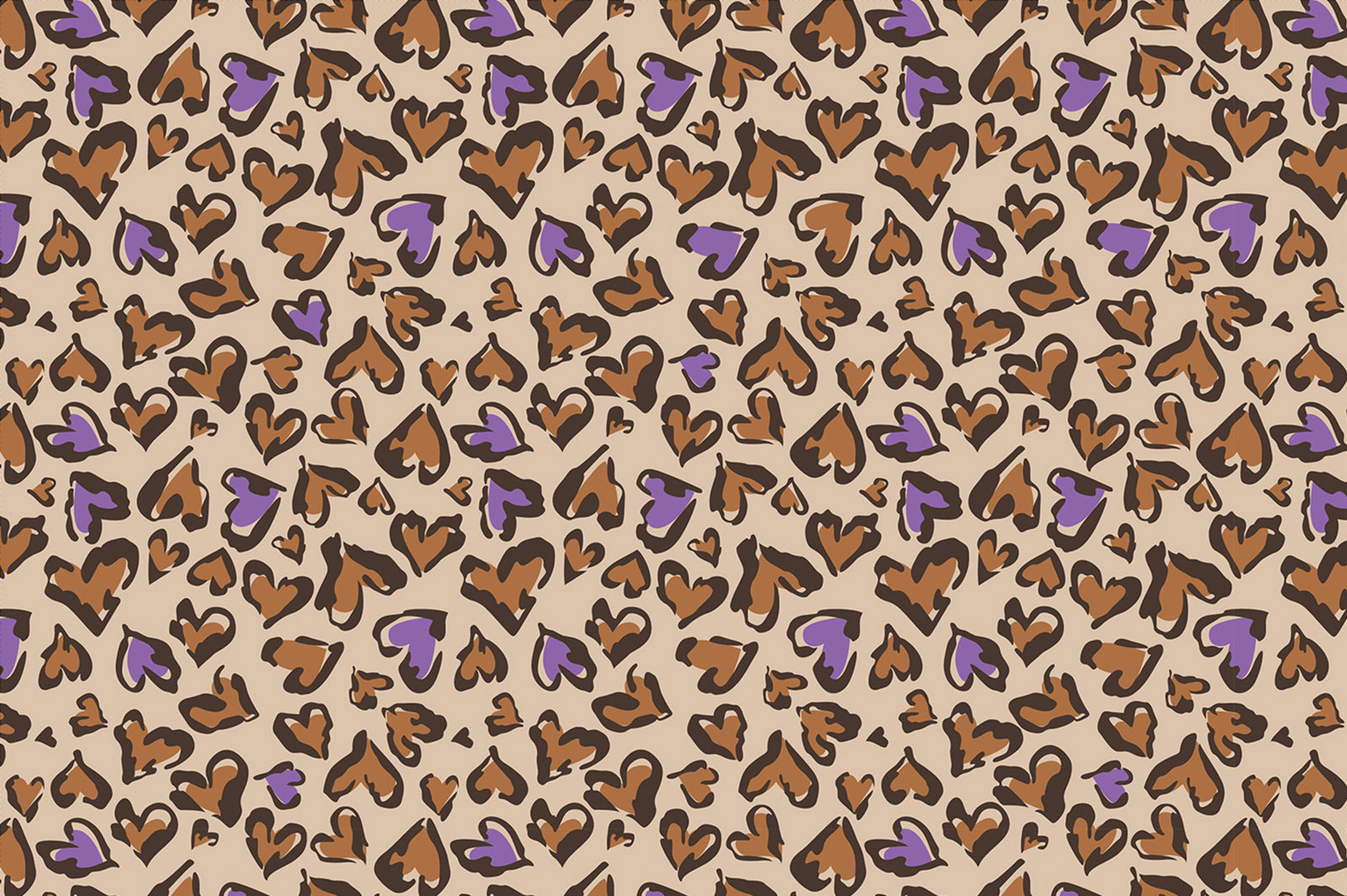 картинка Т608 Леопардовые сердца 14-1220 17-1048 17-3619 19-1213 от компании Руткани