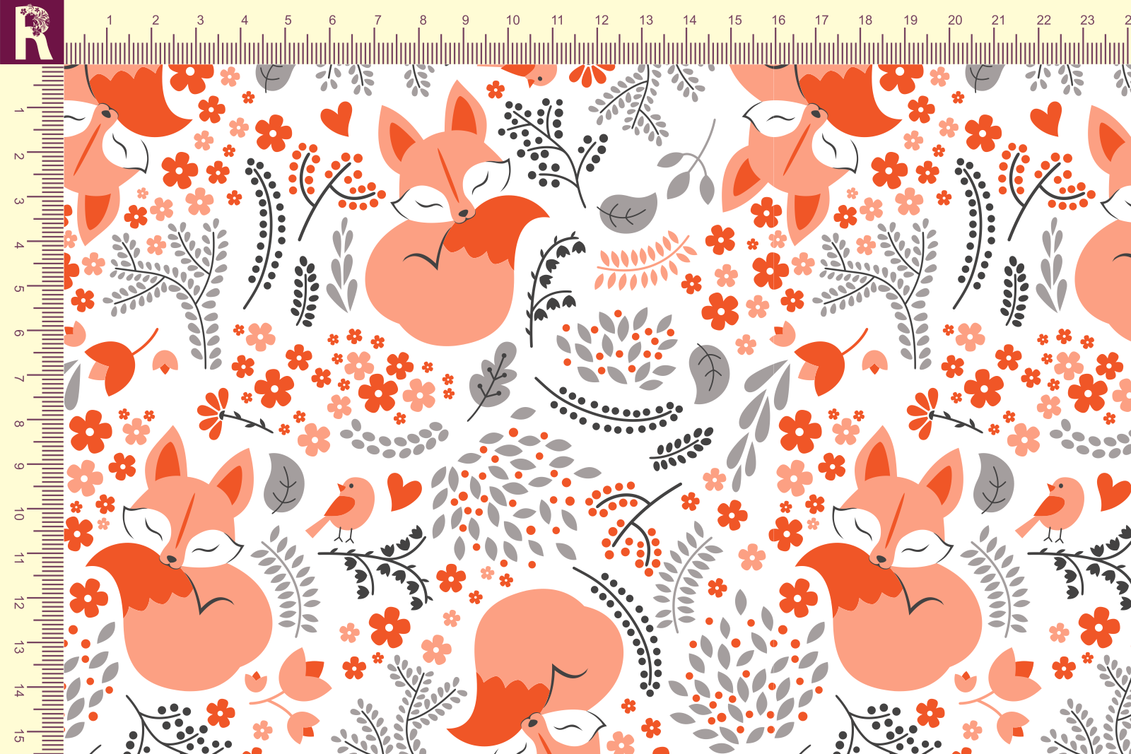 картинка Т611 Лисята 9000_8001_3010_8010 ( рыжие лисята на белом фоне) от компании Руткани