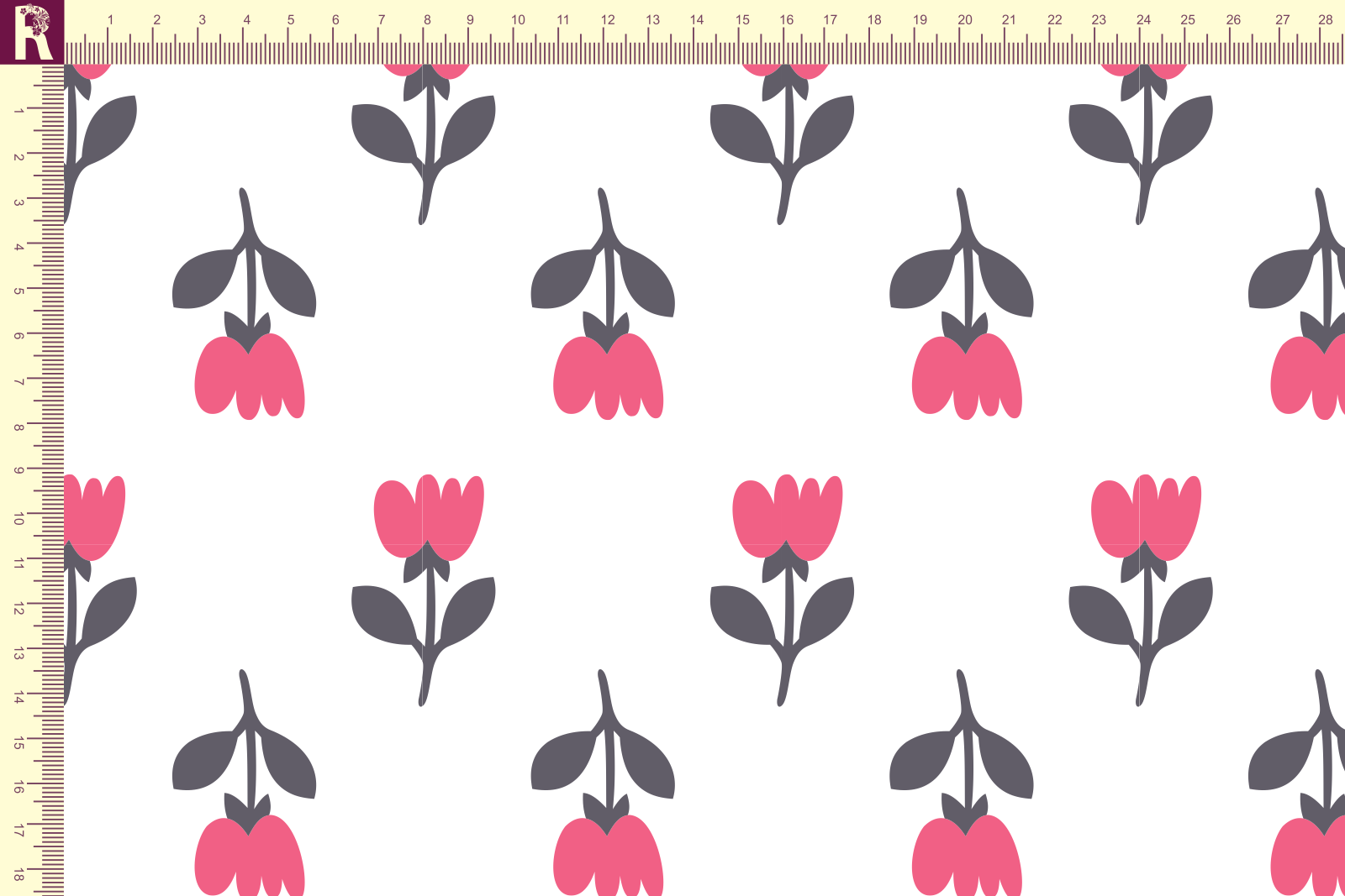 картинка Т641 Крупные тюльпаны 9000_8015_2009(ярко-розовые цветы на белом фоне) от компании Руткани