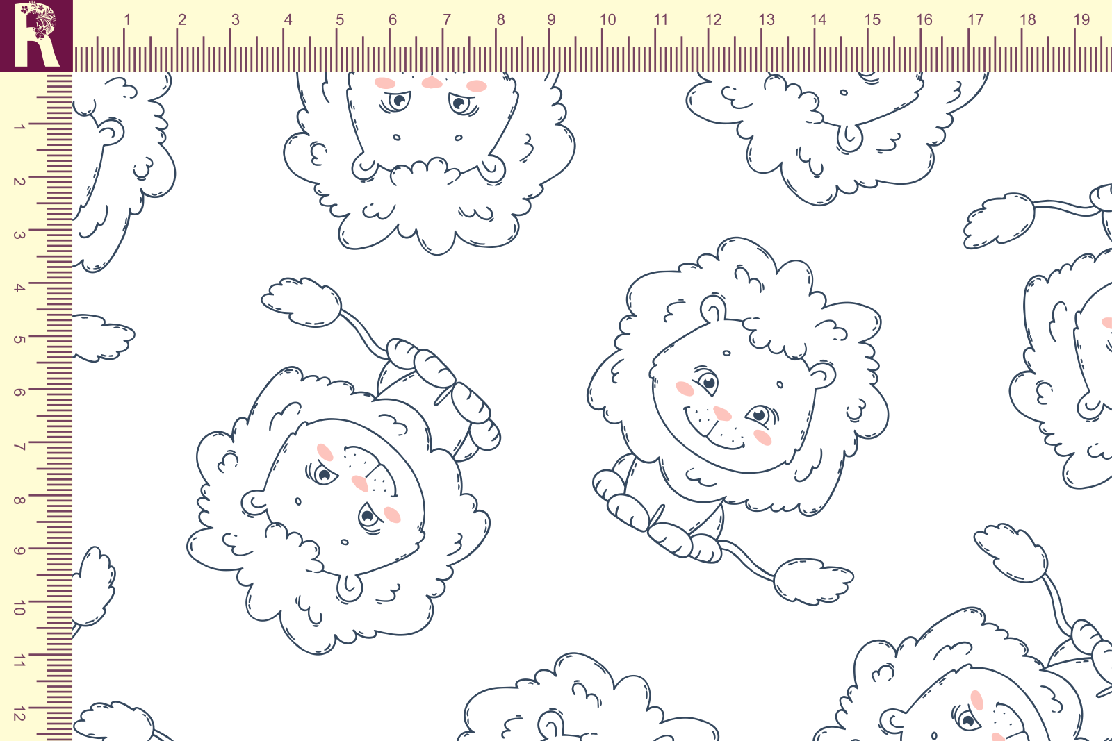 картинка Т663 Львята 9000_5011_3005 ( контурные темно-синие львята на белом фоне) от компании Руткани