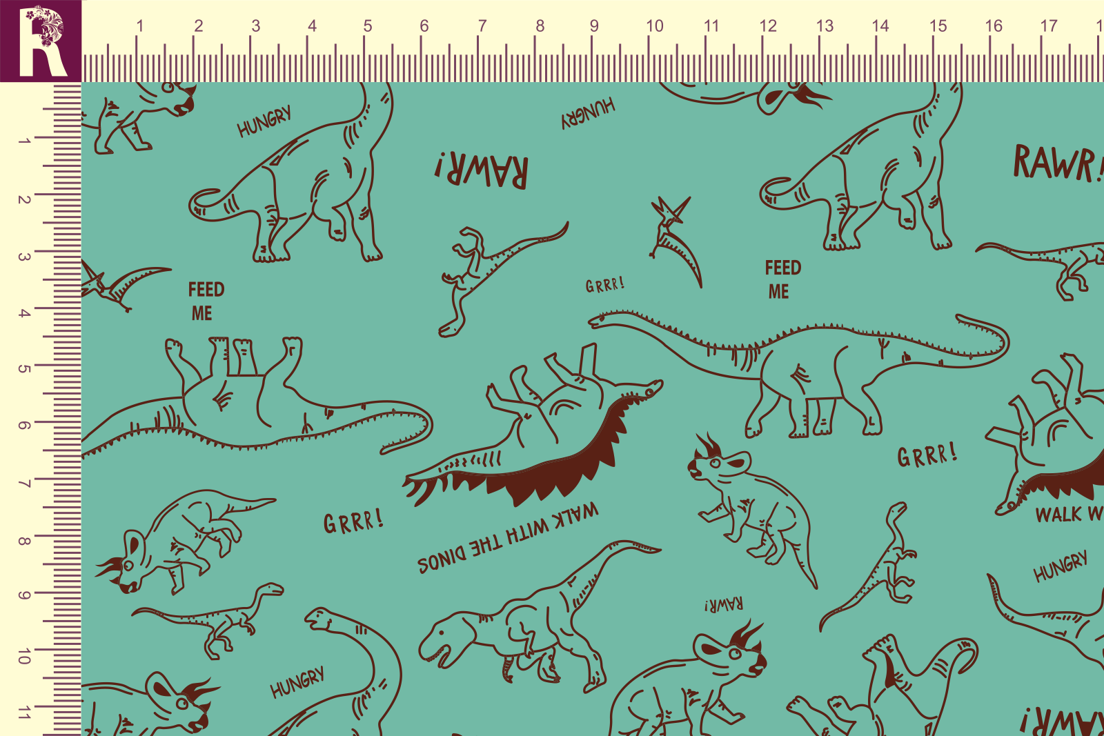 картинка Т523 Динозавры (контур) от компании Руткани