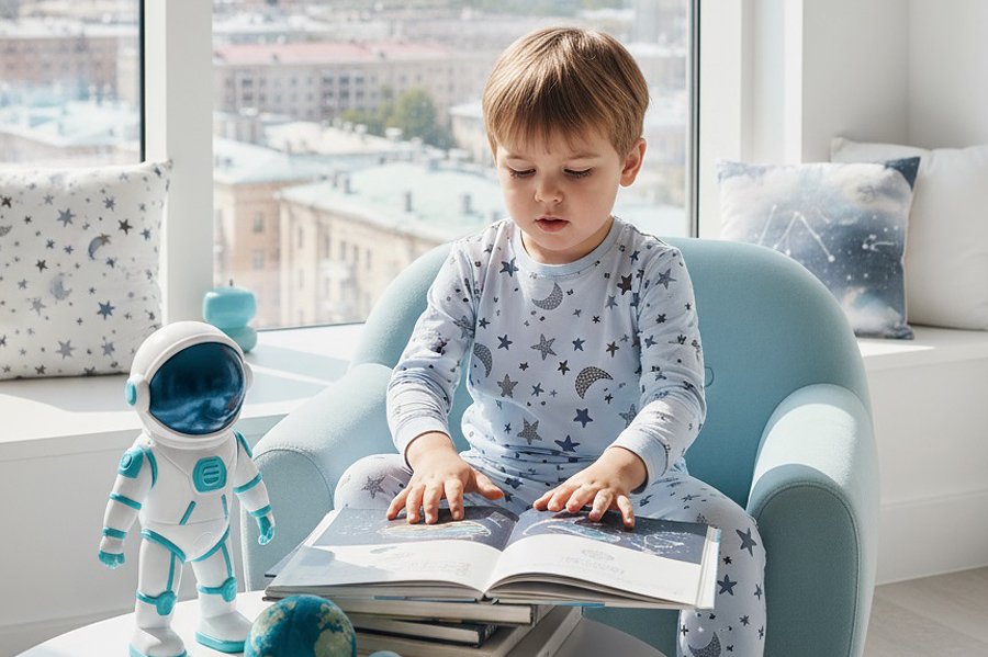 картинка Ткань с принтом Лунное небо Т687_6 от компании Руткани