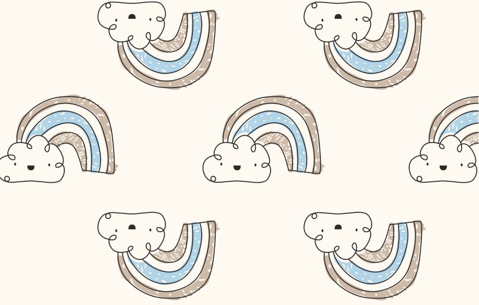 картинка Т658 Радуга 9050а_8009_7040_4002( голубая и бежевая радуга на молочном фоне) от компании Руткани