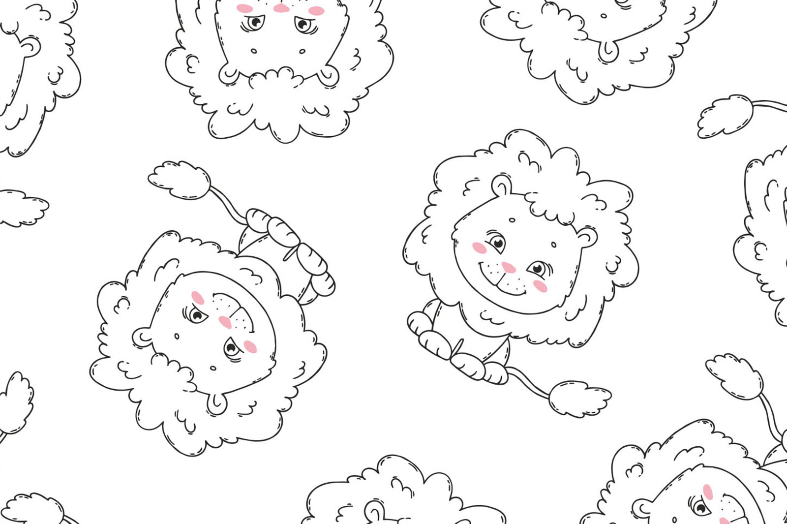 картинка Т663 Львята 9000_8009_2045 ( контурные черные львята на белом фоне) от компании Руткани