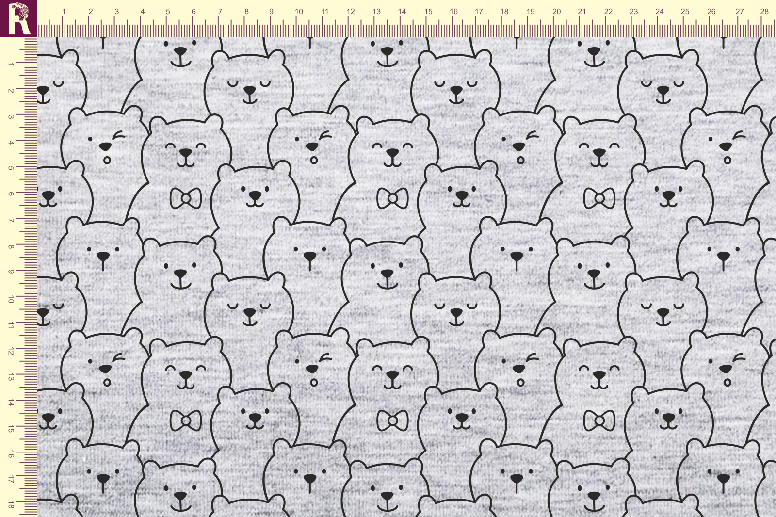 Т625_1 Мишки контурные Т1 melange_8009 Футер с начесом, 30/20, пачка, кардная Т625_1 Мишки контурные Т1 melange_8009 Футер с начесом, 30/20, пачка, кардная