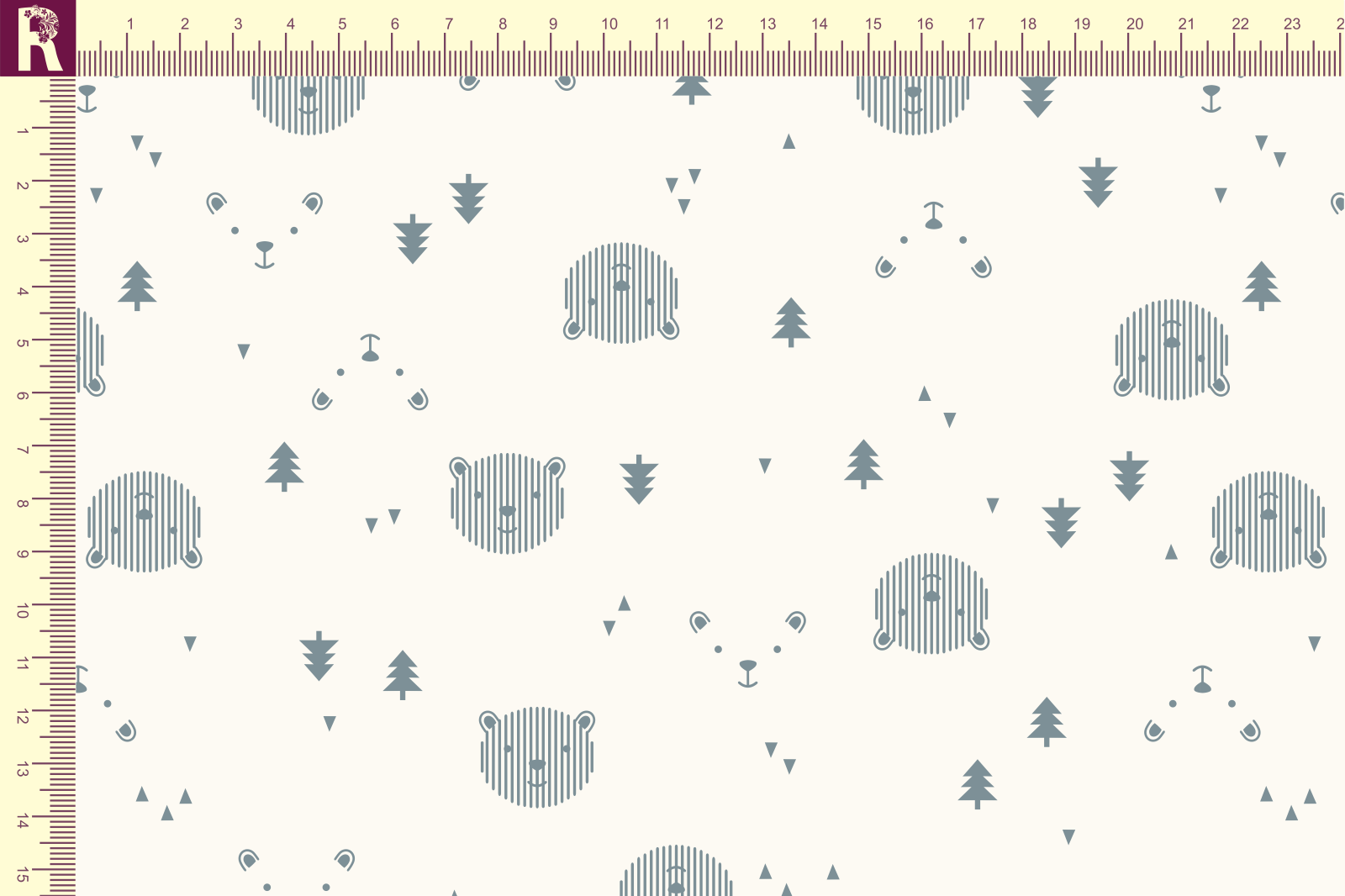 картинка Т616 Штриховые мишки 9050а_8004(серый рисунок на молочном фоне) от компании Руткани