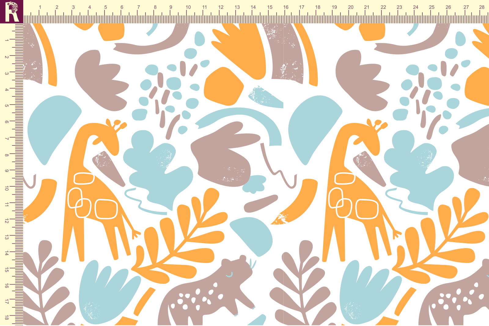 Т651 Зверьки и листья 9000_7047_8042_3004 Футер с начесом, 30/20, пачка, кардная