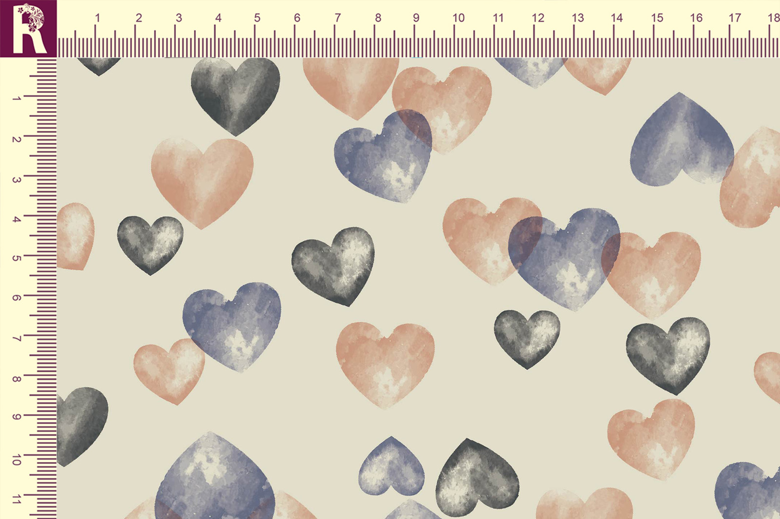 картинка Т683 Воздушные сердечки 13-0403 19-3908 18-3932 16-1220 от компании Руткани