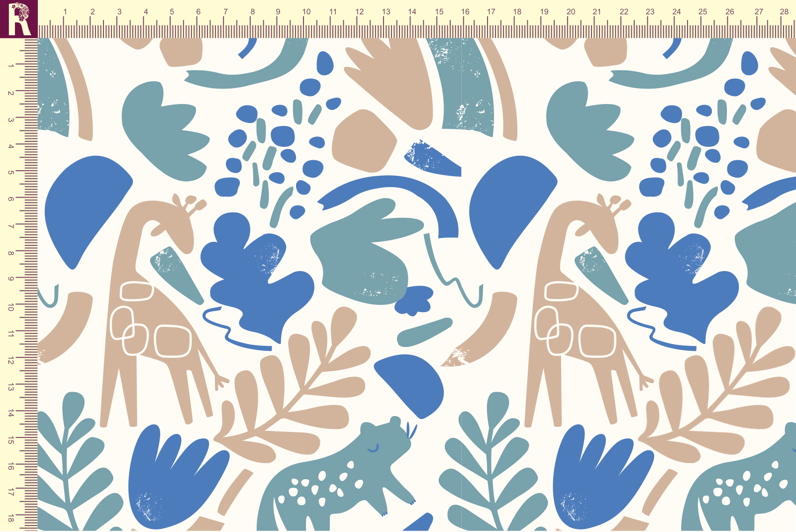 Т651 Зверьки и листья 9050а_7010_7048_4015 Футер с начесом, 30/20, пачка, кардная