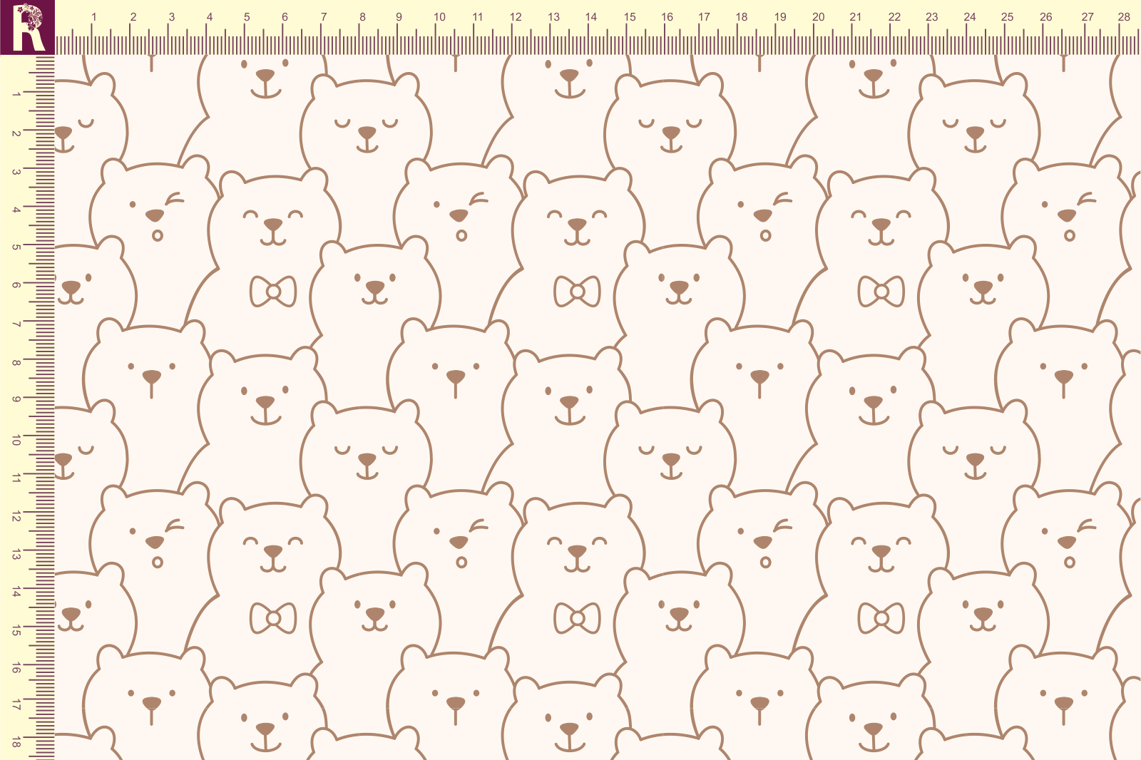 Т625_1 Мишки контурные 9050а_4015 Футер с начесом, 30/20, пачка, кардная Т625_1 Мишки контурные 9050а_4015 Футер с начесом, 30/20, пачка, кардная