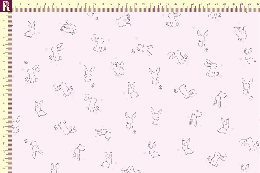 картинка Т507 зайки фон светло розовый набивка розовый графитовый от компании Руткани