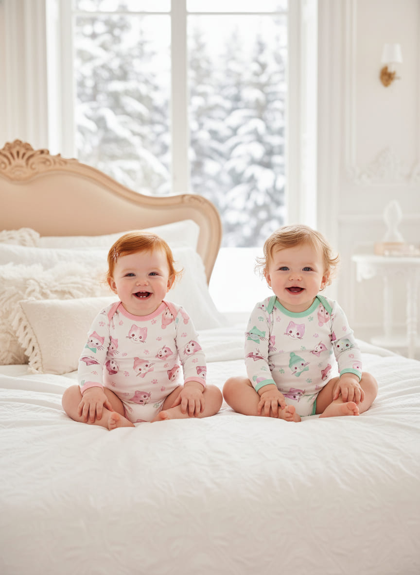 картинка Ткань с принтом Зимние котики Т692_9 от компании Руткани