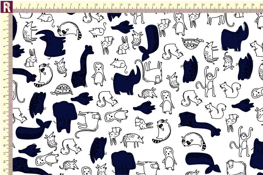 картинка Т508 звери фон белый 9000 набивка 9070 от компании Руткани