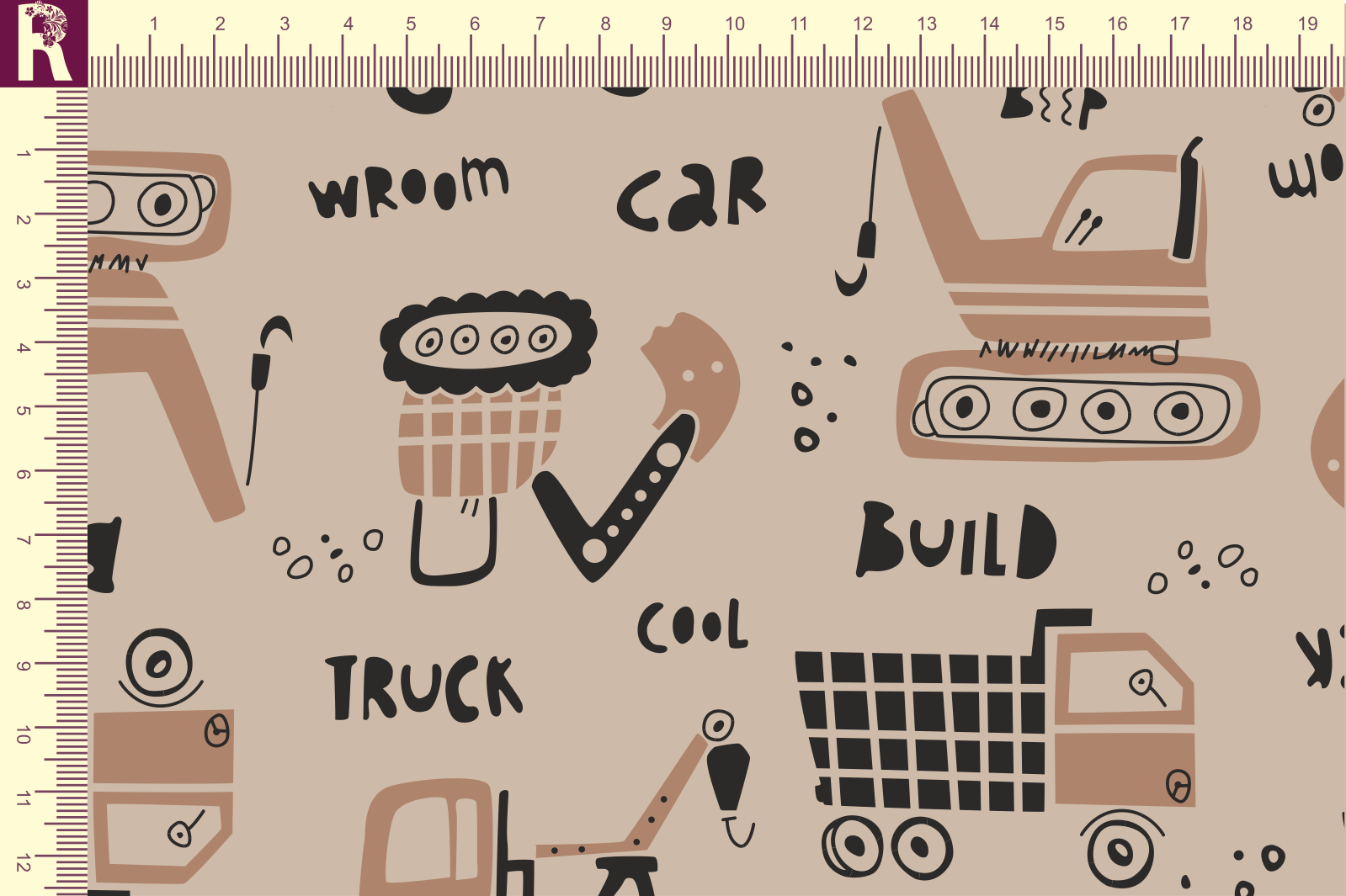 картинка Т661 Тракторы 9074_8009_4014( коричневые тракторы на бежевом фоне) от компании Руткани