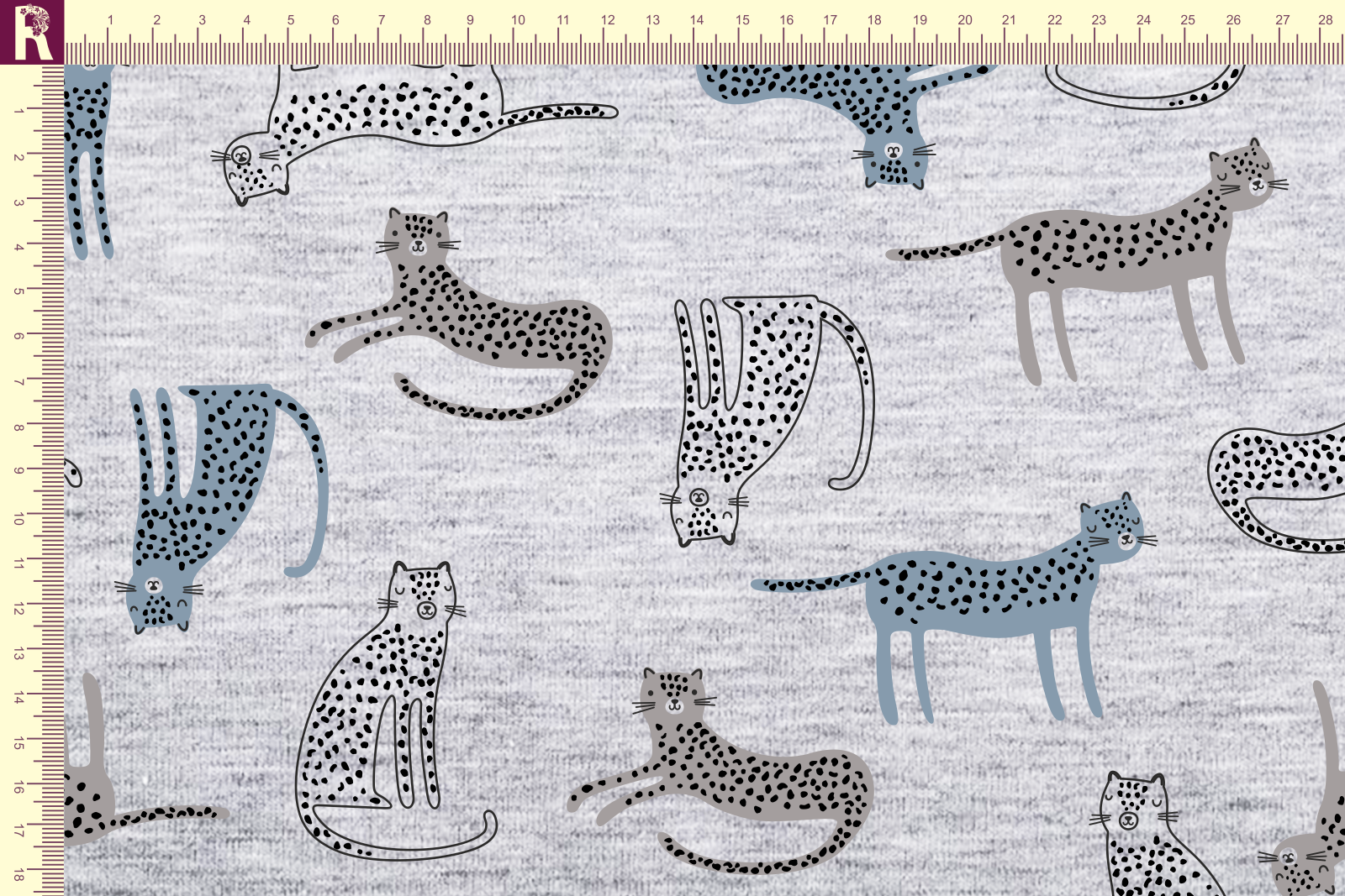 Т624 Цветные леопардики Т1 melange_8009_8010_8011 Футер с начесом, 30/20, пачка, кардная