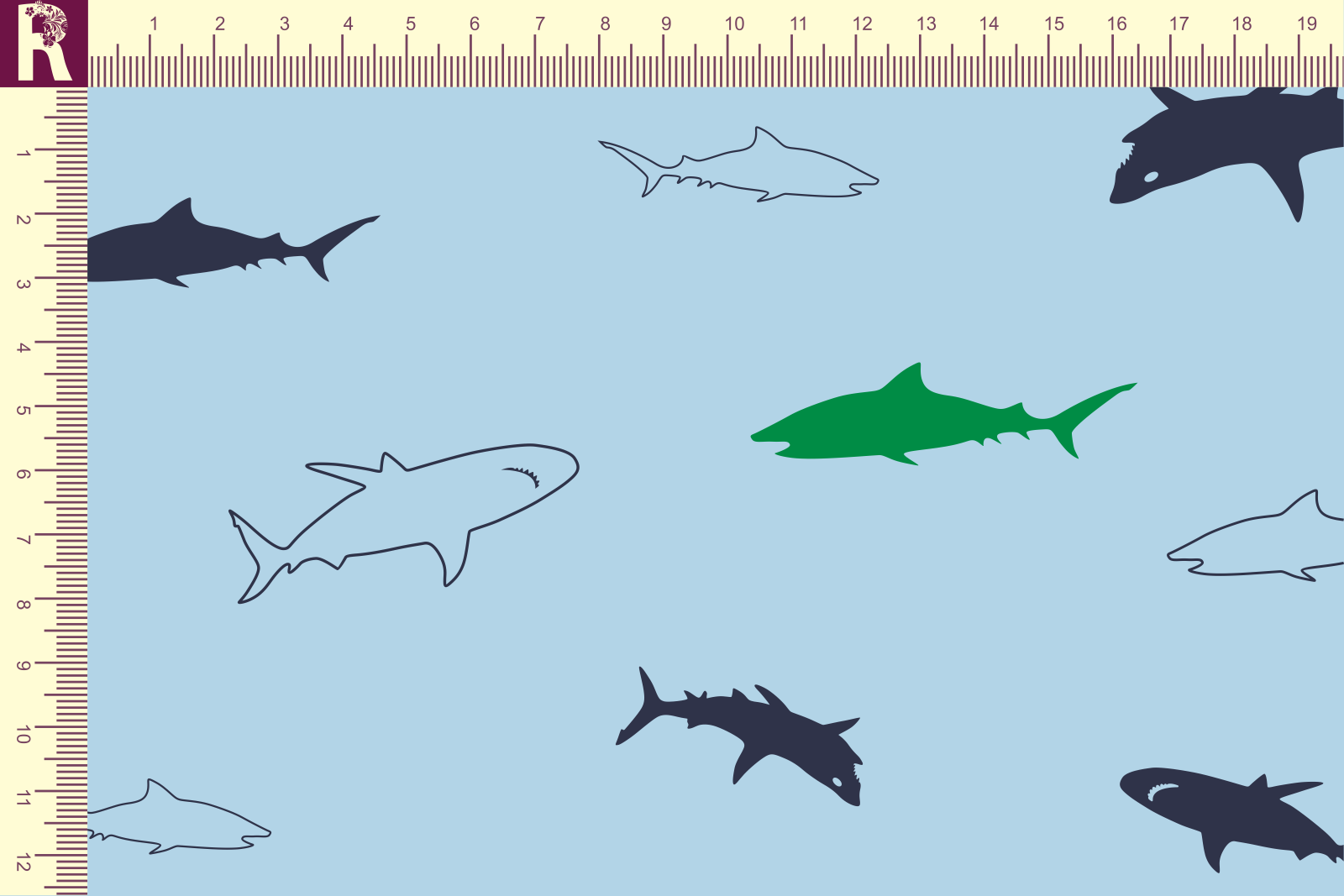 Т652 Акулы 9061а_5018_6038 Футер с начесом, 30/20, пачка, кардная