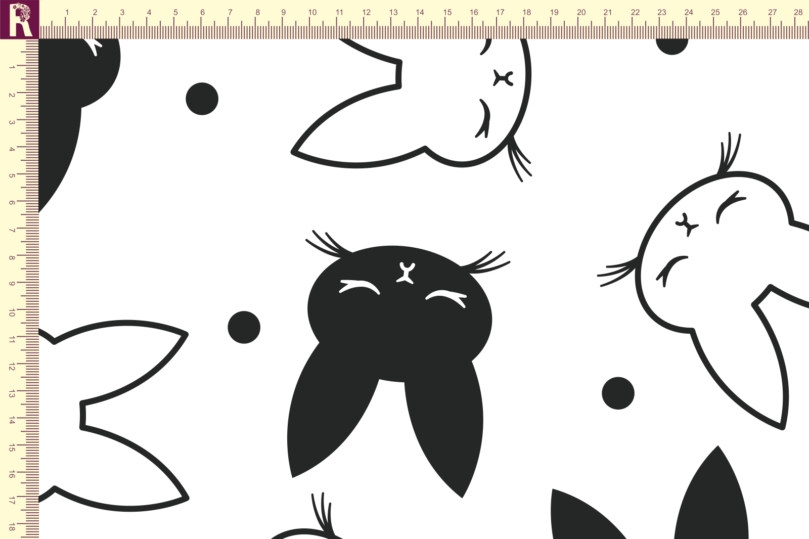 картинка Т633 Милые зайки 9000_8009 (черные зайки на белом фоне) от компании Руткани