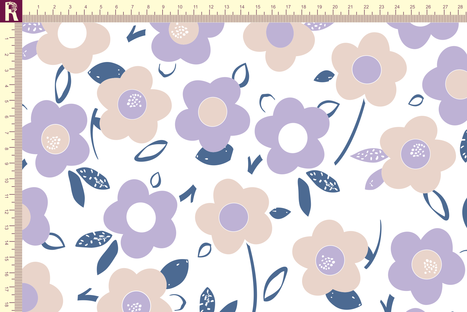 Т647 Цветочный узор 9000_5004_4019_2010 Футер с начесом, 30/20, пачка, кардная