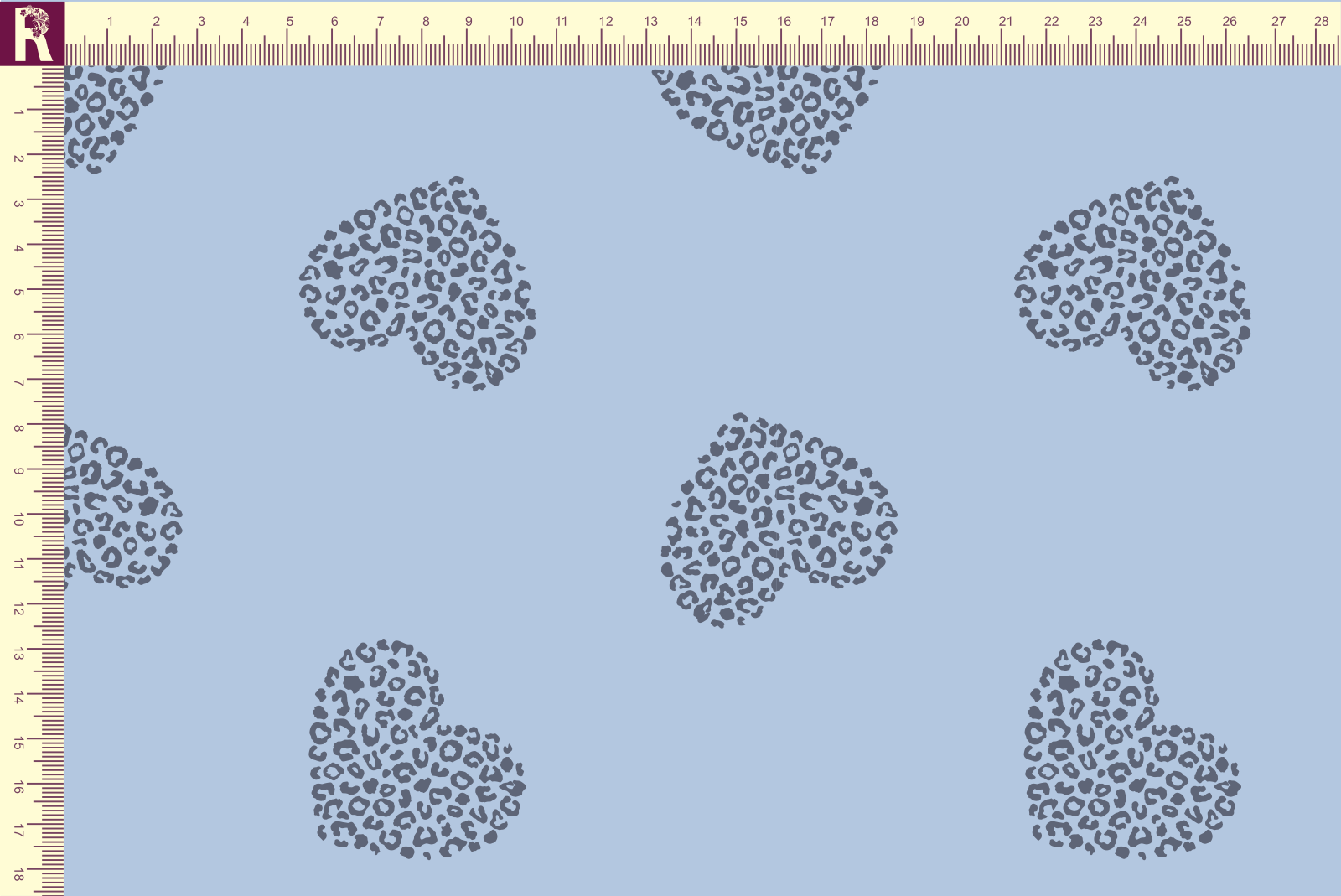 картинка Т642 Сердечки леопард  9081а_8014(темно - серые сердечки на серо-голубом фоне) от компании Руткани